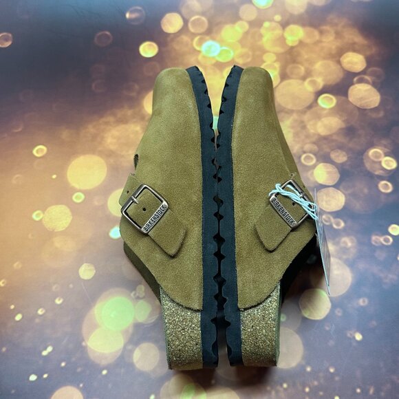 🎁Birkenstock Boston Soft Shoes Suede Sandals Clogs Mules  Black - Picture 3 of 4